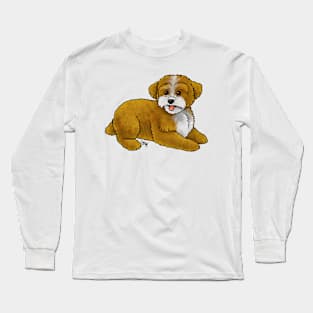 Dog - Yorkipoo - Red and White Long Sleeve T-Shirt